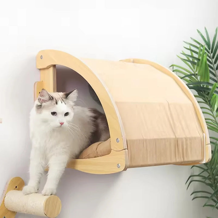 Arbre a chat Mural en Bois - Nid secret