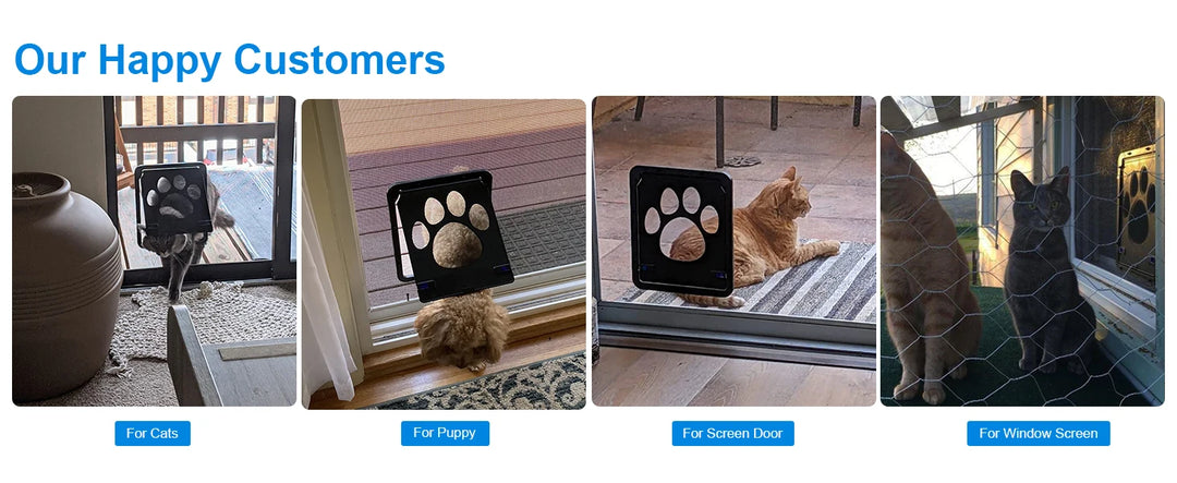 Chatière pour chat "Patte Libre" – Porte moustiquaire magnétique avec design empreinte