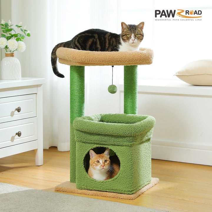 Arbre à chat compact avec condo et perchoir - Modèle : "CosyNiche"