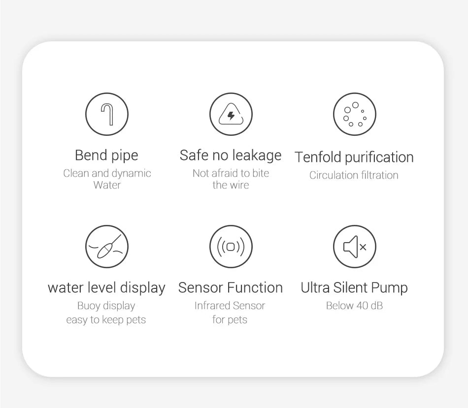 Distributeur d'eau pour animaux, purificateur silencieux, capteur de niveau d'eau, sans fuite.