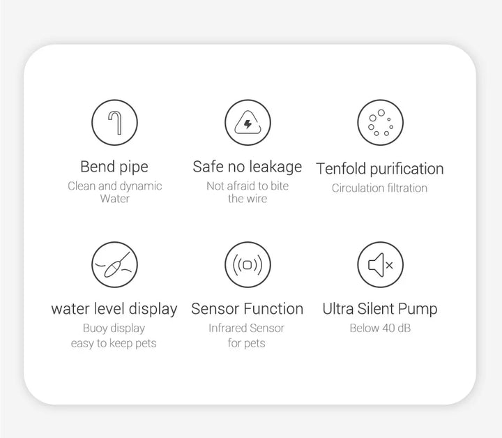 Distributeur d'eau pour animaux, purificateur silencieux, capteur de niveau d'eau, sans fuite.