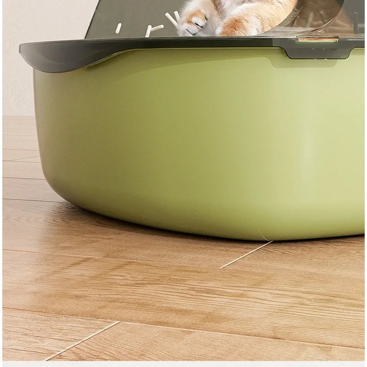 Bac à litière semi-fermé anti-projections avec pelle intégrée – Modèle "CleanEntry"