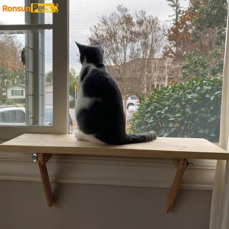 Plateforme fenêtre pour chat en bois