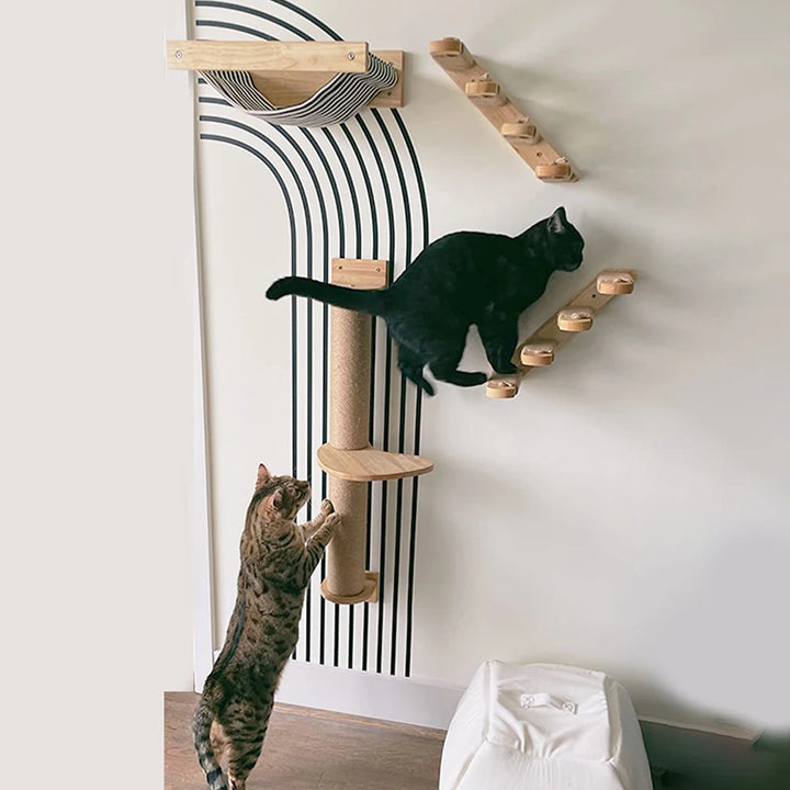 Arbre a chat Mural en Bois - Escalier de chat