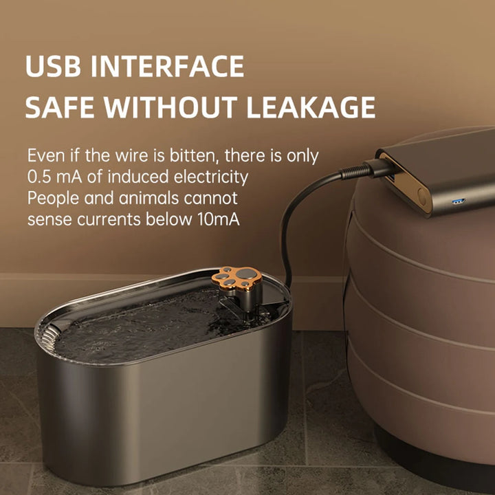 Bassin à eau moderne en plastique noir avec interface USB, sécuritaire sans fuite, design élégant.