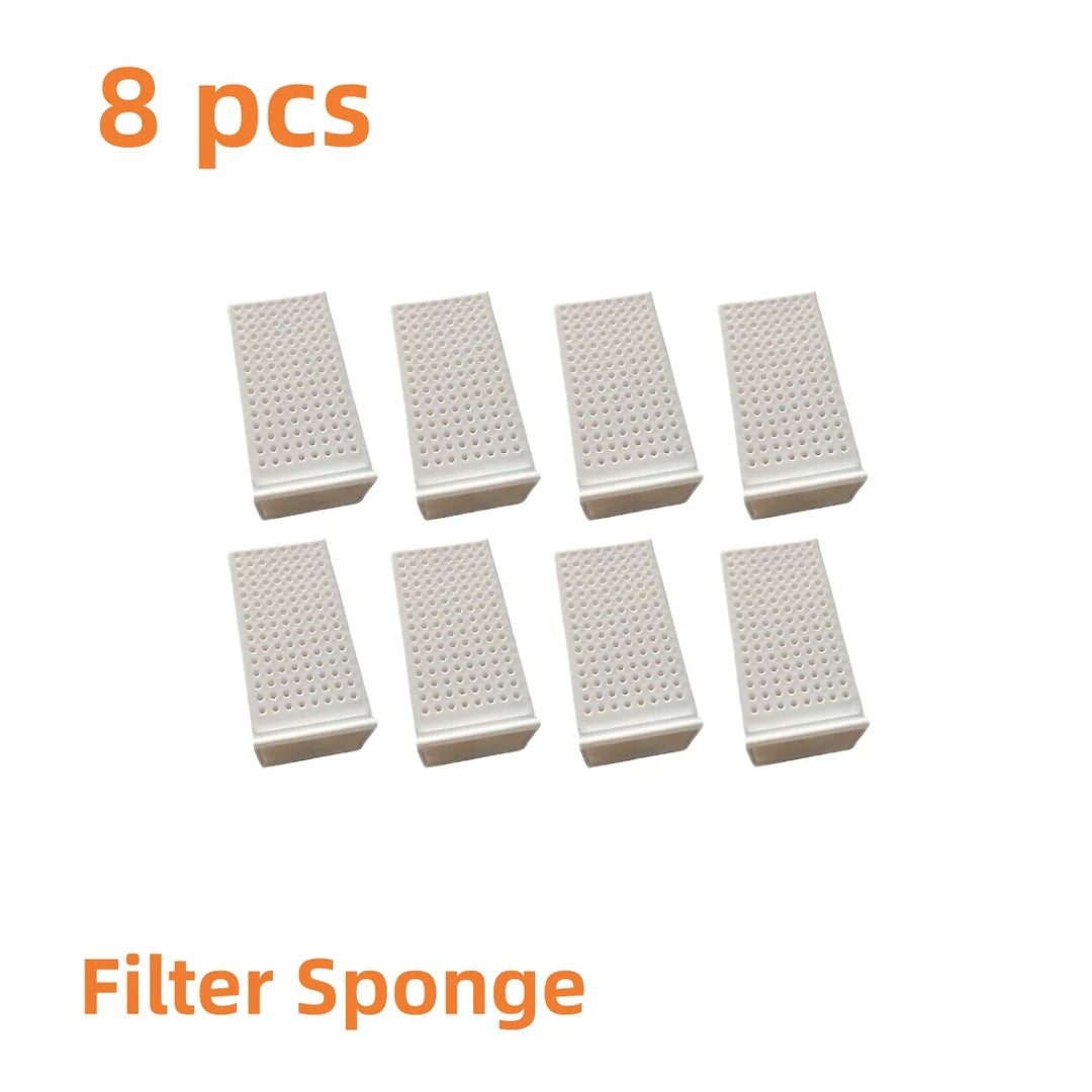 Éponge filtrante blanche, ensemble de 8 pièces, idéale pour purifier l'eau, matériau durable.