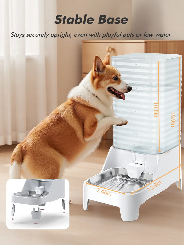 Fontaine pour animaux en plastique blanc avec base stable, 2L, idéale pour chiens et chats.