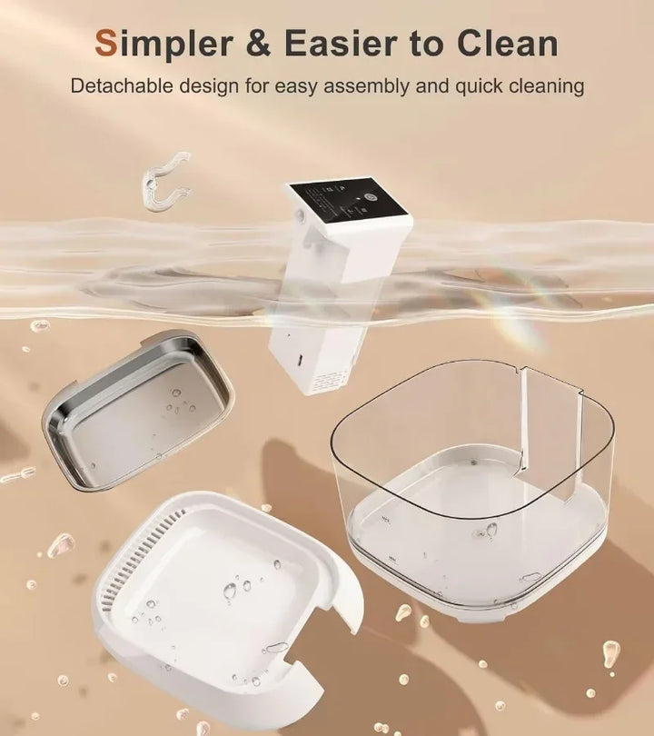 Conception détachable et facile à nettoyer, bac en plastique blanc et transparent, design moderne.