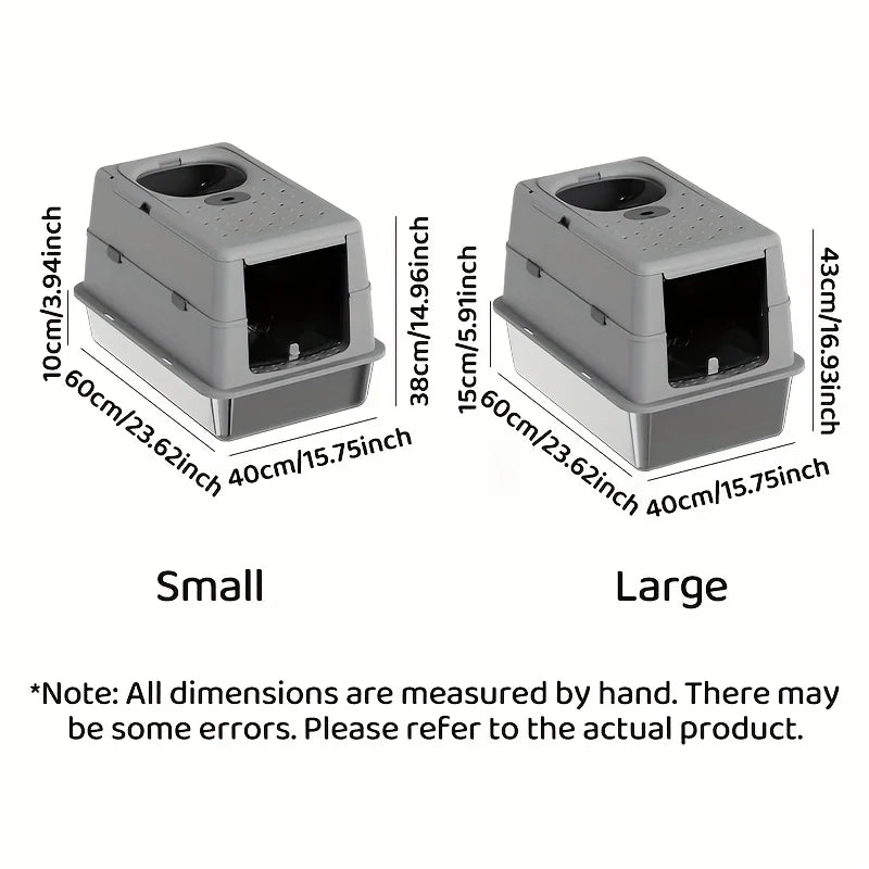 Bac à litière chat en acier inoxydable avec couvercle basculant – Modèle "SteelFlip Premium"