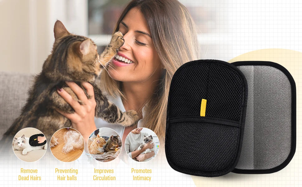 Gant Anti‑Poils Réutilisable – Retire les poils d’animaux (Chiens, chats) sur tapis, tissus et animaux – “VeluStop”