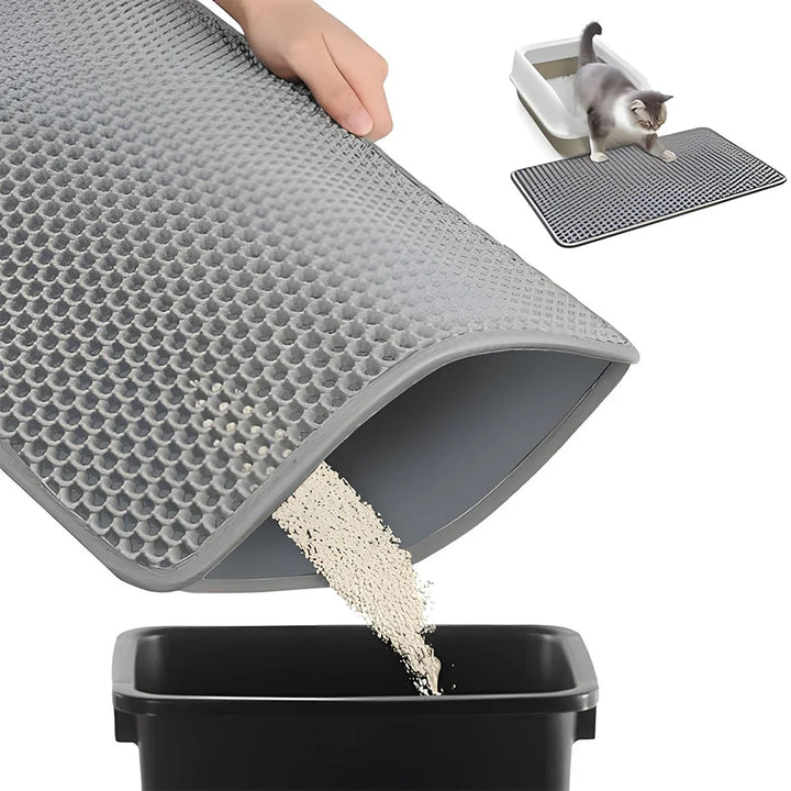 Tapis de litière pour chat double couche alvéolé 40x60 cm antidérapant "Nuage Propre"