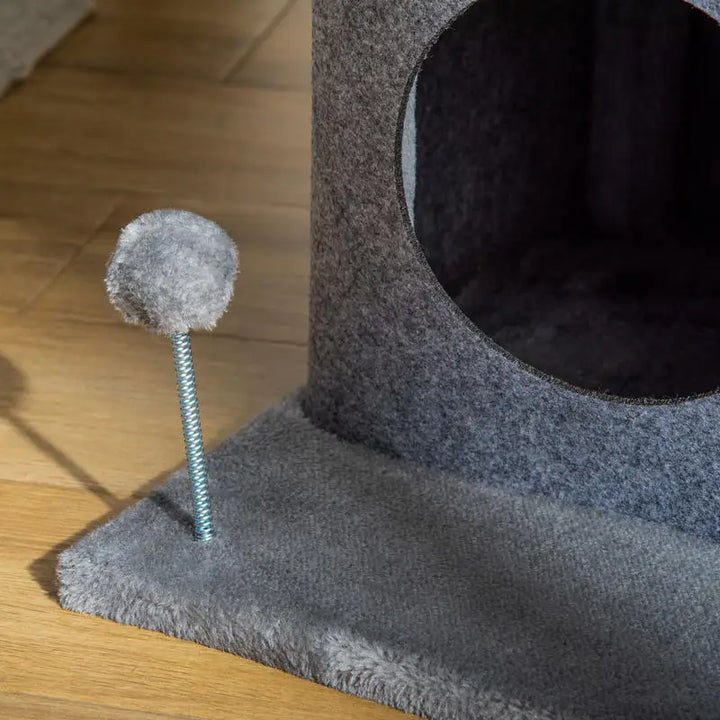 Arbre à chat 100 cm gris avec niches et plateformes