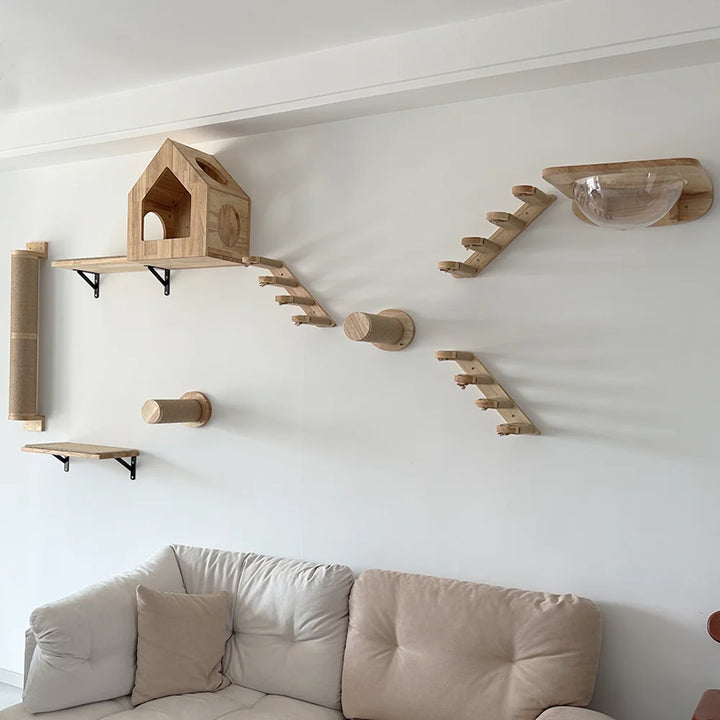 Arbre a chat Mural en Bois - Escalier de chat