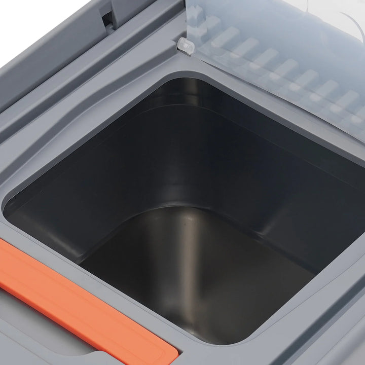 Bac à litière fermé inox grande capacité avec pédale – Modèle "SteelClean Premium"