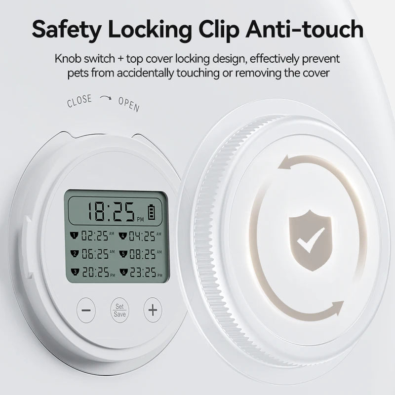 Clip de sécurité anti-touch, design verrouillage, écran numérique, blanc, protection pour animaux.