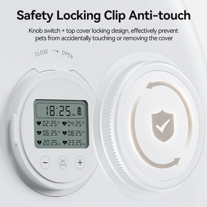 Clip de sécurité anti-touch, design verrouillage, écran numérique, blanc, protection pour animaux.