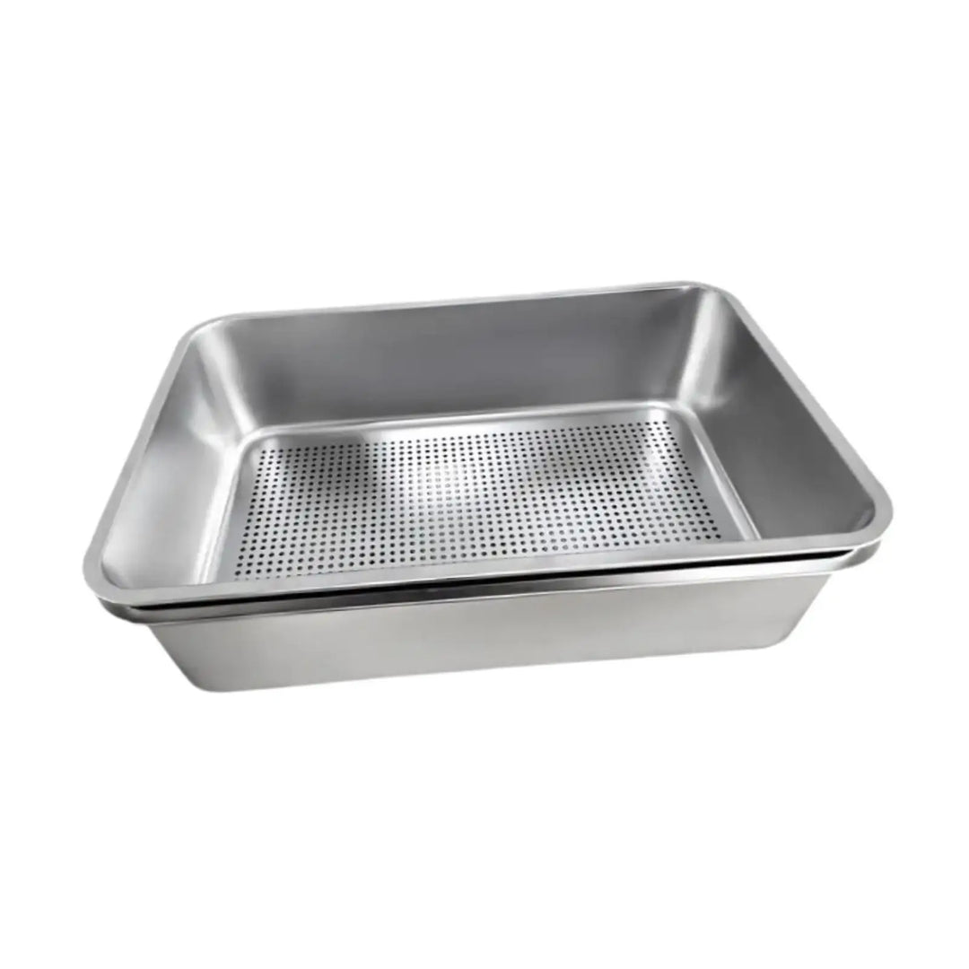 Bac à litière ouvert en inox anti-projection – Modèle "SteelTray EasyClean"
