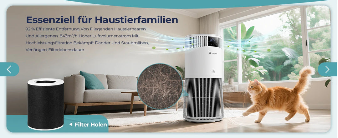 Purificateur d’air spécial animaux haute performance – Modèle "AirCare P2"