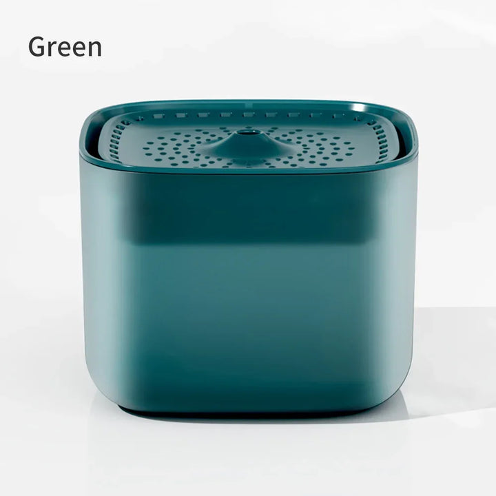 Couvercle en vert, boîte de rangement moderne en plastique, design élégant et fonctionnel.