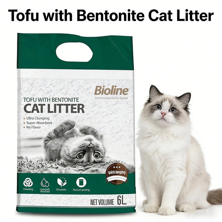 Litière pour chat tofu & bentonite 6L – Modèle "PureClump Balance"