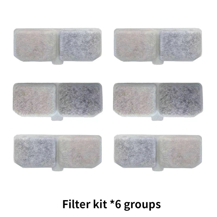Kit de filtres composé de 6 groupes, conçu pour une filtration efficace, couleur blanche et gris.