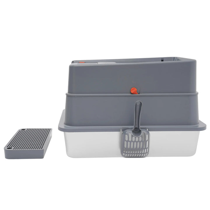 Bac à litière fermé inox grande capacité avec pédale – Modèle "SteelClean Premium"
