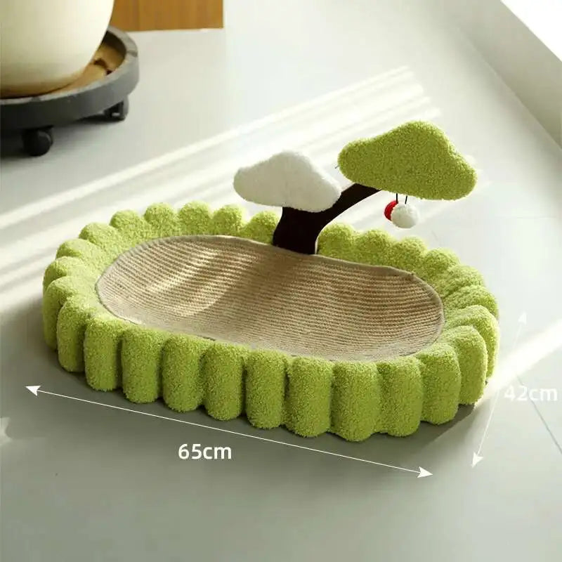 Griffoir nid ovale en lin naturel pour chat