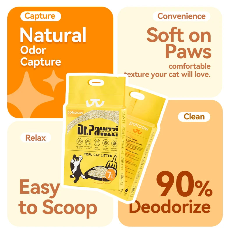 Litière végétale tofu biodégradable sans poussière – Modèle "TofuPure"