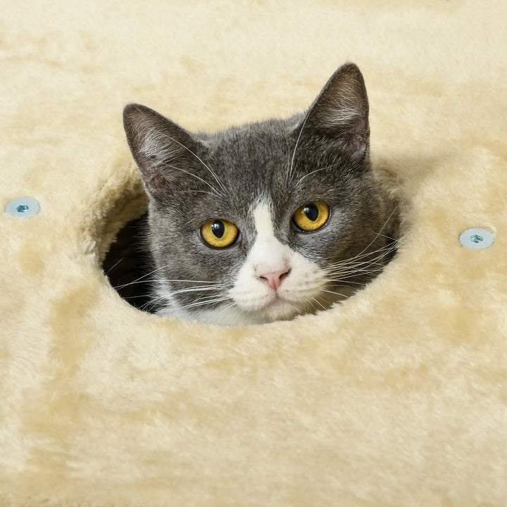 Arbre à chat 74 cm beige avec niche et panier tressé