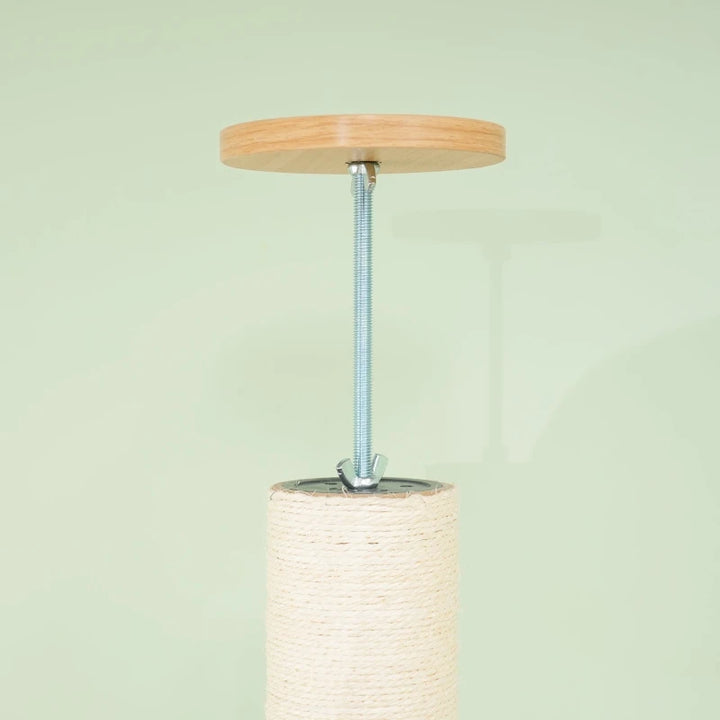 Arbre à chat sol plafond 230 cm en chêne et blanc crème