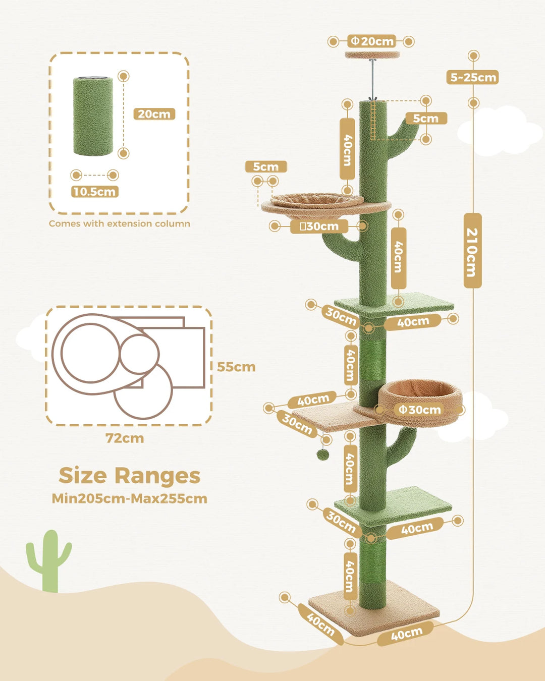 Arbre à Chat XXL cactus Compact - Modèle "CactusPaws"