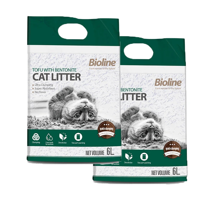 Litière pour chat tofu & bentonite 6L – Modèle "PureClump Balance"