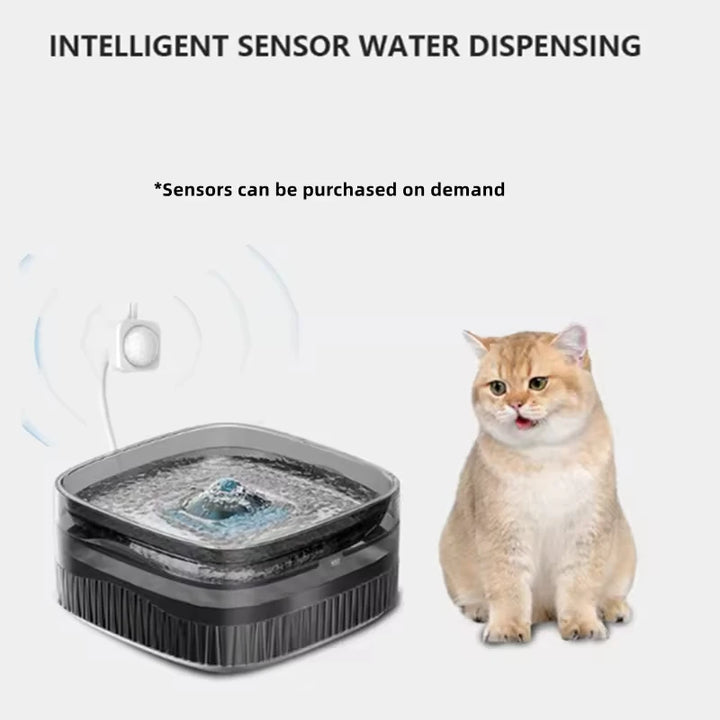 Distributeur d'eau intelligent pour animaux, noir, avec capteur pour fraîcheur optimale.