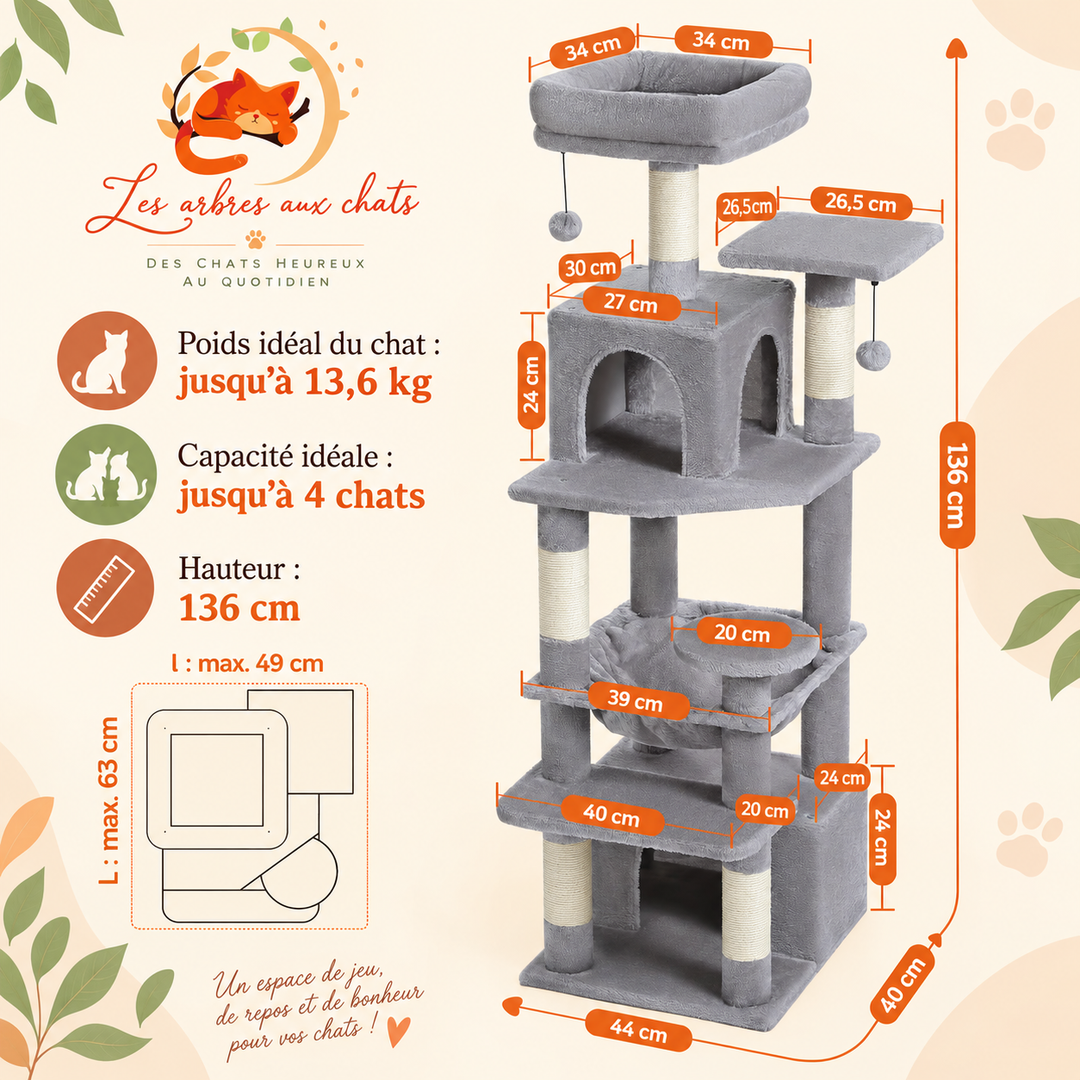Arbre a chat Design place litière - Modèle : "FélinSoft"
