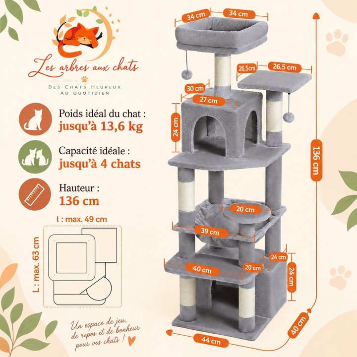 Arbre a chat Design place litière - Modèle : "FélinSoft"
