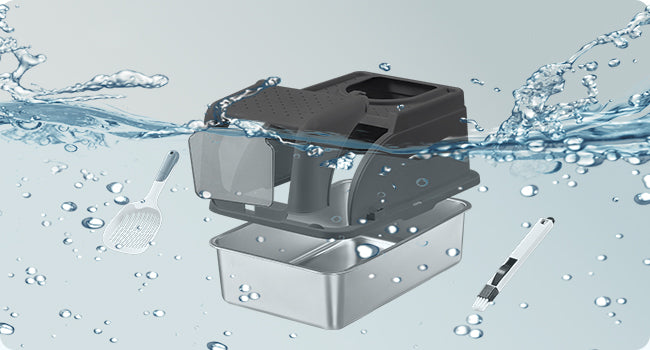 Bac à litière chat en acier inoxydable avec double entrée – Modèle "CleanSteel Premium"