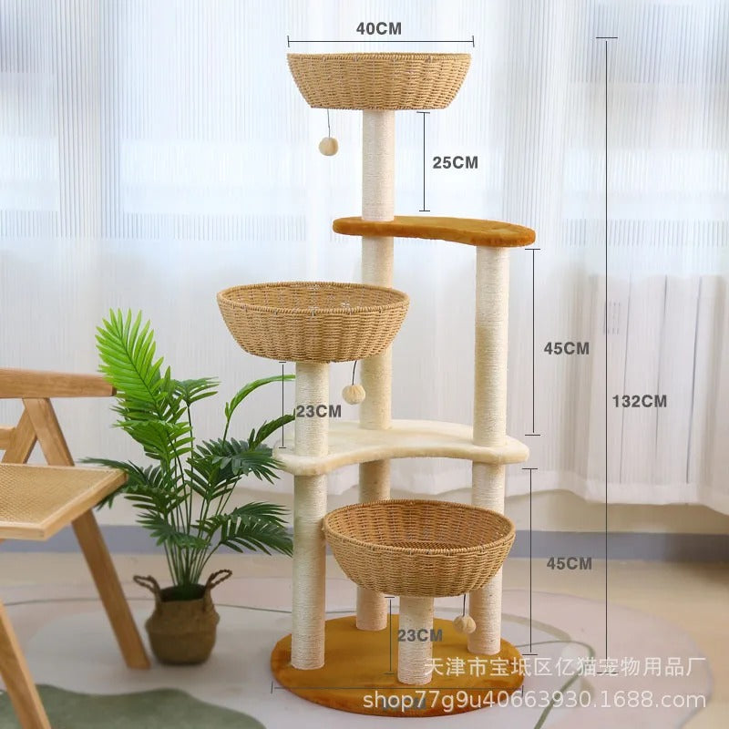 Arbre a chat Design en Bois Massif - Modèle SkyNest