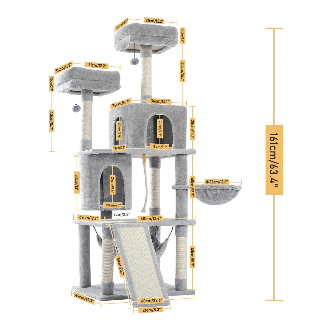 Grey Cat Tree - Perched Nest - L