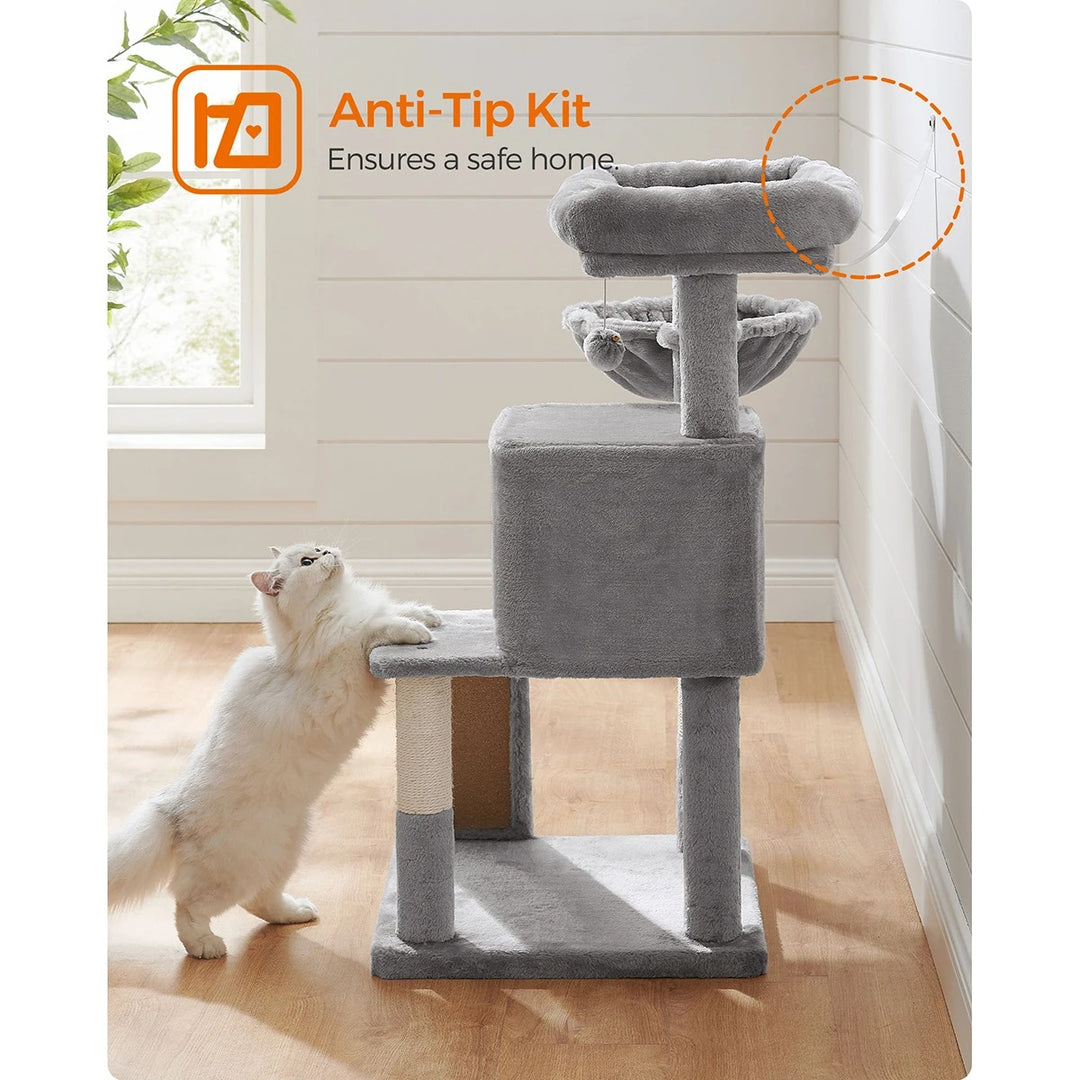 Grey Cat Tree - Perched Nest with Ramp - M