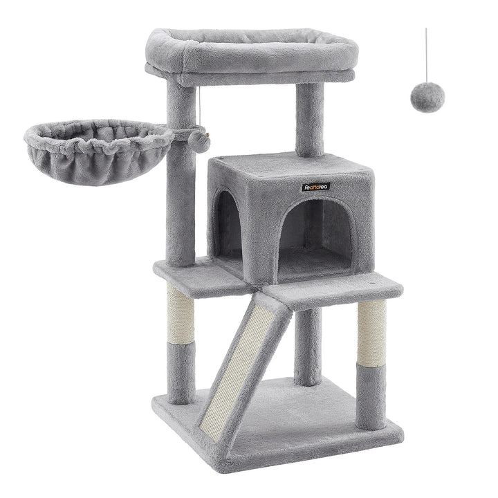 Grey Cat Tree - Perched Nest with Ramp - M