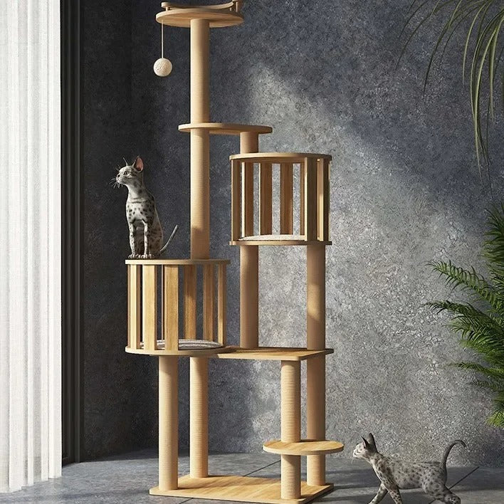 Arbre à chat en bois naturel et design - "CatForest"