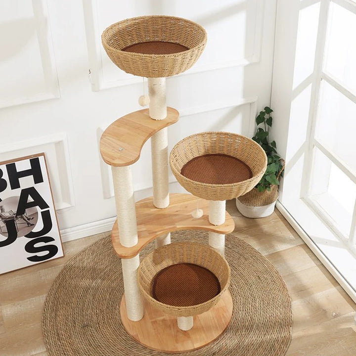 Arbre a chat Design en Bois Massif - Modèle SkyNest