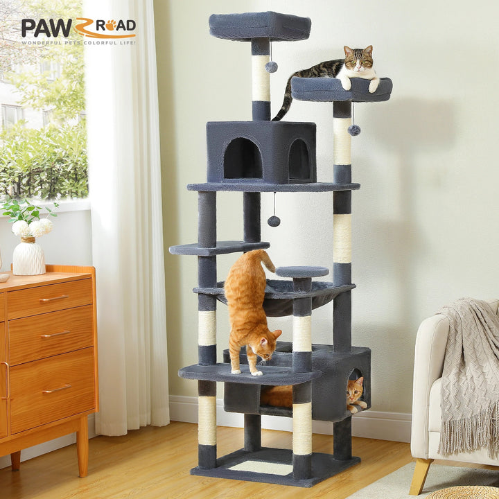 Designer cat tree with litter box - Model: "FélinLuxe"