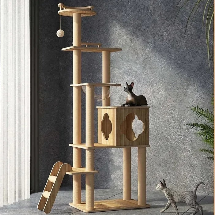 Arbre à chat en bois naturel et design - "CatForest"