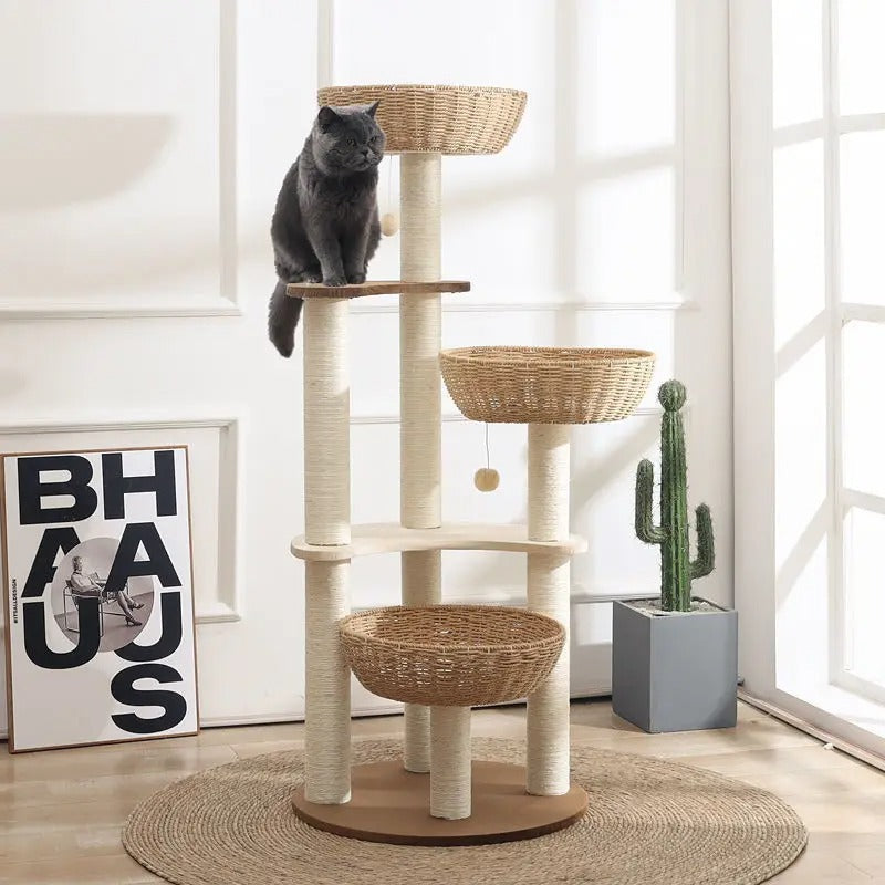 Arbre a chat Design en Bois Massif - Modèle SkyNest
