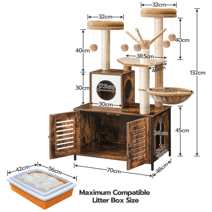 Arbre à Chat Bois design avec Bac à Litière - Modèle LuxeNest