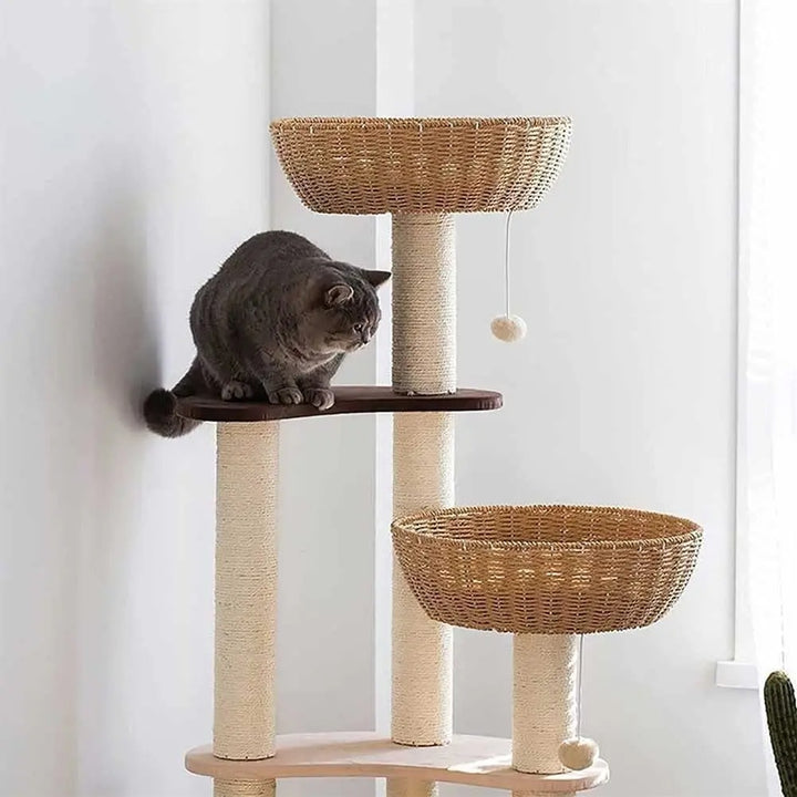 Arbre a chat Design en Bois Massif - Modèle SkyNest