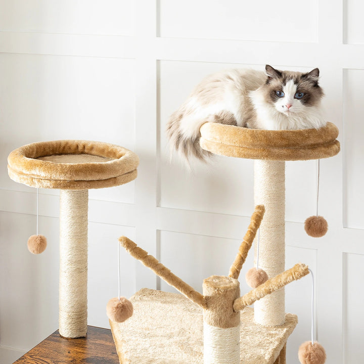 Arbre à Chat Bois design avec Bac à Litière - Modèle LuxeNest