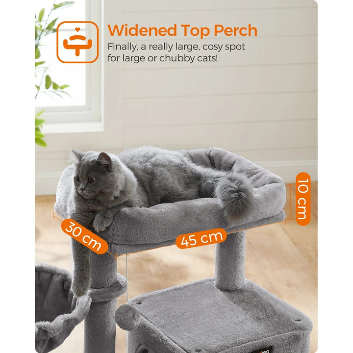 Grey Cat Tree - Perched Nest with Ramp - M