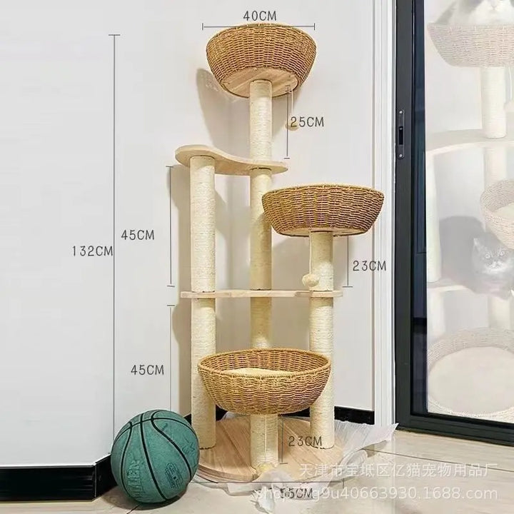 Arbre a chat Design en Bois Massif - Modèle SkyNest